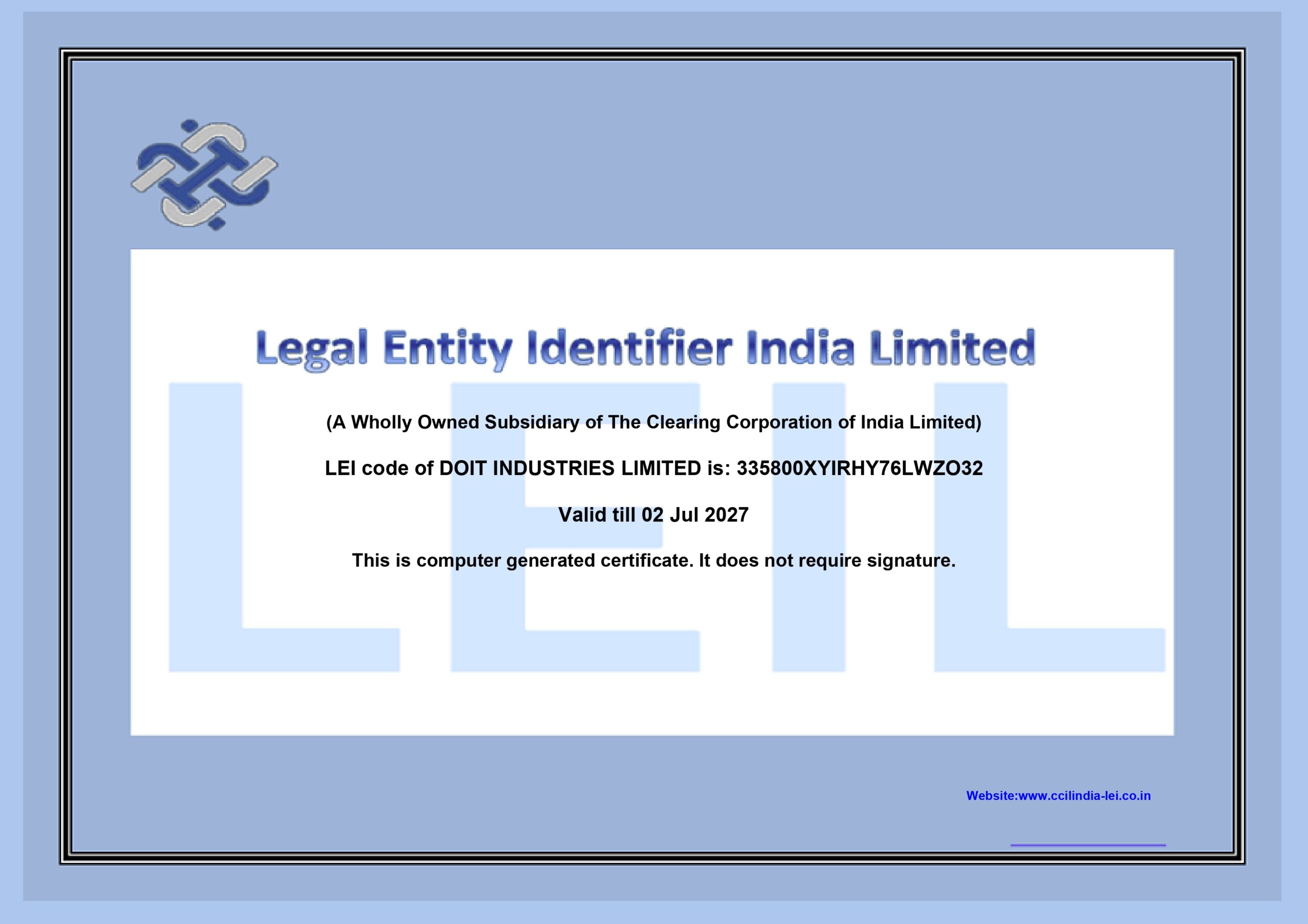 LEI Certificate