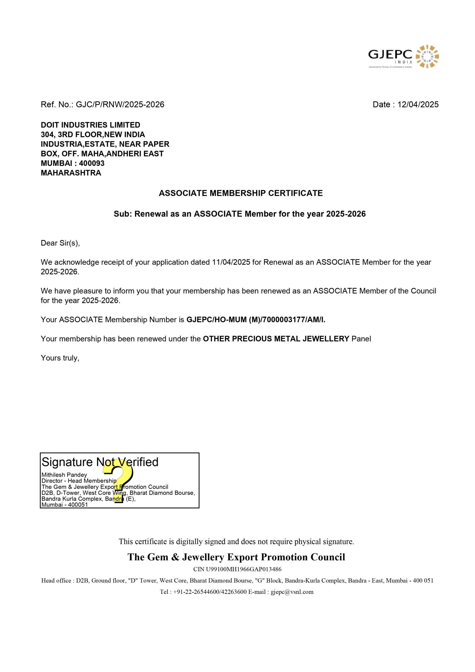 GJEPC MEMBERSHIP